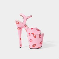 Chaussures de pole dance 20 cm (8 pouces) à talons hauts avec imprimé lèvres rouges, plateforme haute, pour danseuses exotiques et spectacles sur scène