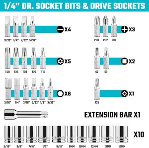 33pcs OEM DIY Socket Wrench Ratchet Screwdriver <b>Hand</b>-Powered Chrome Vanadium Steel <b>Tool</b> Kit Hard Case for Household Auto Repairs - Product Image 4