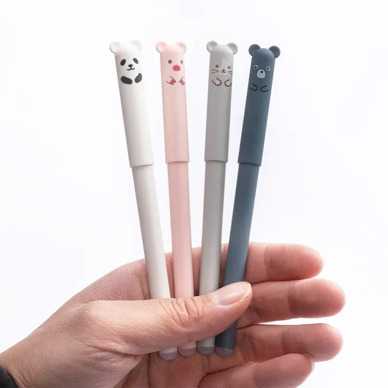 Mignon coréen école étudiant enfants créatif animal effaçable gel stylos 0.35mm/0.5mm pointe à bille noir bleu encre personnaliser papeterie