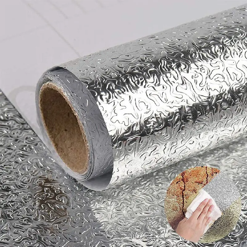 Zelfklevend Behang Keuken Hitteoliebestendige Sticker Aluminiumfolie Papier