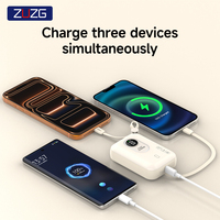 Banques d'alimentation portables miniatures ZUZG avec logo personnalisé, ultra-minces, charge rapide 20W, 10000mAh, avec câble USB-C, écran LED, certifiées CE/FCC