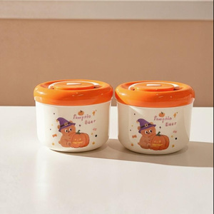 Christmas Bear Plastic Steel Double Layer <b>Lunch</b> <b>Box</b> 900Ml Round With Lid For Breakfast Oatmeal Storage - Product Image 2