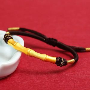 Xinfly 3D Hard Gold Elbow Bamboo Charm Passepartout Gold 999 <b>Red</b> Drawstring Good Lucky <b>Bracelet</b> - Product Image 5