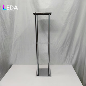 LEDA Wedding Centerpiece Silver <b>Square</b> Metal Flower Stand Party Decoration for Wedding Decor - Product Image 1