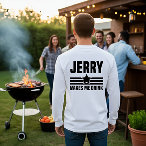 Jerry Makes Me Drink Camiseta de manga larga blanca unisex talla adulta - Product Image 3