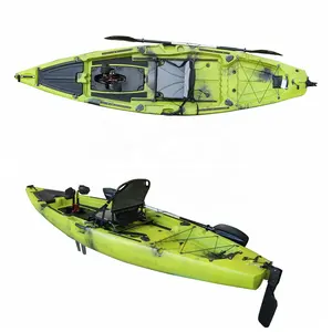 Vicking Kayak de pêche monoplace 12FT en plastique LLDPE avec système de pédale mains libres Kayak pour une personne