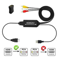 Convertidor de hdmi a av de alta definición, hdmi a av con fuente de alimentación y cable rca, ordenador conectado al proyector, venta al por mayor