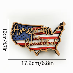 Custom <b>Wooden</b> USA Map American Flag Wall Art Patriotic Independence Day Home Table Decoration <b>Rustic</b> Country Style - Product Image 4
