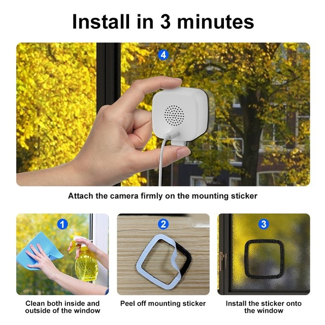 3MP 2K Window Camera AI Human Vehicle Detection WiFi Indoor Cameras for Home Security with Blacklight Max Color Night Vision