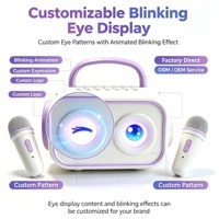 Haut-parleur Karaoké Portable Intelligent pour Enfants 10W avec Diaphragme de Basses Passif, Double Micro Sans Fil, Contrôle Tactile, Résistant à l'Eau et Fonction de Vote Animé