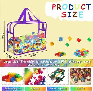 Reusable Custom Clear Waterproof PVC Toy Storage Bags Large Fashionable Zipper Closure Women Cosmetic <b>Makeup</b> <b>Cases</b> with Handle - Product Image 2