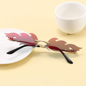 スーパーホットアイウェア11050ファッション2020サングラススモールリムレスファイアフレームシェイプサングラス - Product Image 4