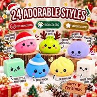 Calendrier de l'Avent de Noël 24 jours : Boîte mystère avec jouet anti-stress compressible et mini-buns réalistes – En stock