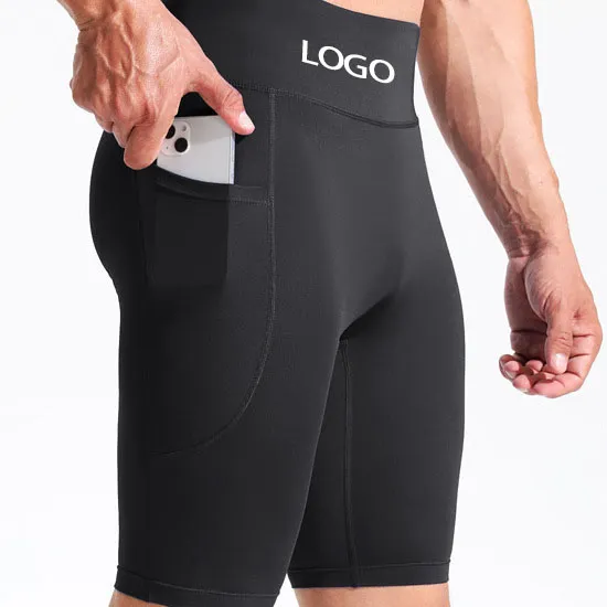 Séchage rapide personnalisé entraînement Jogging Gym Fitness Sport taille élastique solide court athlétique hommes course Compression Shorts