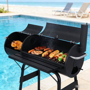 Barbecue au charbon léger sans fumée pour plus de 5 personnes, avec chariot et <span class=keywords><strong>cheminée</strong></span>, modèle Black Barrel - Product Image 1