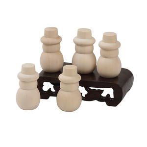 Figurines de bonhomme de neige en bois, couleur naturelle, ensemble de 5 pièces pour enfants, décoration artisanale à peindre - Product Image 1