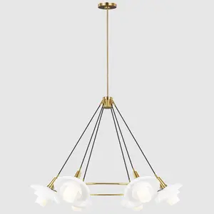 Sputnik Industry Modern 6-light Farmhouse Lámpara colgante Mid Century Starburst Lighting Techo vintage Candelabros de latón dorado