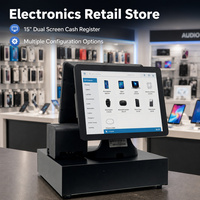 Terminal Punto de Venta Inteligente Todo en Uno con Pantalla Táctil Dual de 15 Pulgadas, Máquina de Facturación para Tiendas Minoristas con Impresora y Escáner