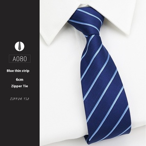 <span class=keywords><strong>Cravate</strong></span> en soie de 8cm de large pour hommes, gilet rayé formel avec fermeture éclair, style décontracté, pas besoin d'attacher - Product Image 3