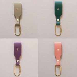 Personalized PU Leather Keychain with Brass Carabiner Portable Custom Logo Anti-lost Key Holder Promotional Business <b>Gifts</b> - Product Image 2