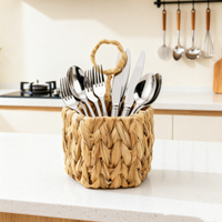 Suporte para utensílios em jacinto d'água, ideal para cozinha, sala de jantar e mesa, uma cesta de armazenamento para mesa.