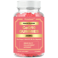 Rosebest OEM Private Label Vegan Coenzyme Q10 Gummies Antioxydant Compléments Alimentaires pour la Santé avec Vitamine B6/B12 et Oméga-3 DHA & EPA