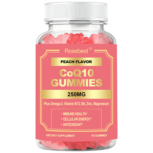 Rosebest OEM Etichetta Privata Gommose Vegane al Coenzima Q10 Integratori Antiossidanti con Vitamina B6/B12 e <span class=keywords><strong>Omega</strong></span>-3 DHA & EPA - Product Image 1