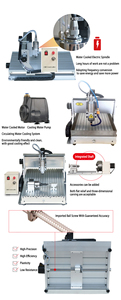 Machine de gravure CNC à broche 800W 6040 pour bijoux, métal, bois, mini, 80KG, 3/4 axes, USB, moteur à refroidissement par eau, aluminium 6061-T6, Mach3 - Product Image 3