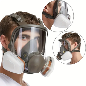 Masque respiratoire complet en silicone pour protection intégrale du visage, anti-poussière et anti-gaz, idéal pour les travaux de pulvérisation de pesticides, le soudage et la peinture au pistolet. - Product Image 6