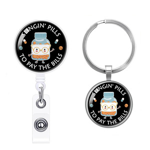 Porte-clés rétractable créatif transfrontalier avec boucle à tirage facile, motif imprimé en patch de cristal, anti-perte, personnalisable - Product Image 5
