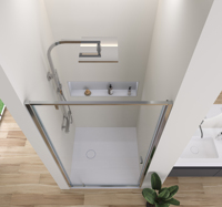Cabine de douche pivotante en aluminium à usage hôtelier 6 mm en verre transparent avec porte de douche latérale