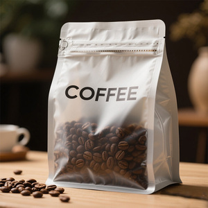 Tùy chỉnh in logo độ ẩm bằng chứng có thể tái chế dây kéo có thể khóa lại đáy phẳng rõ ràng túi đóng gói cà phê mờ cho mì khác - Product Image 2