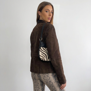 Women's Double-Breasted Genuine Sheepskin Winter <b>Blazer</b> <b>Jacket</b> Autumn Green Suede Plain Dyed Solid Pattern <b>Leather</b> <b>Jackets</b> - Product Image 5