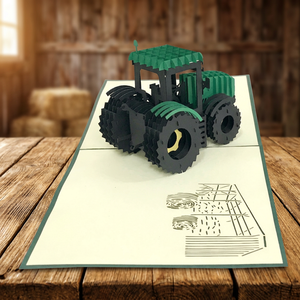 Carte pop-up 3D personnalisée Tracteur, découpe de papier artisanale pour l'agriculture, souvenir Fête des Pères - Marque Viet-craft Impression offset - Product Image 1