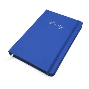 Hot Foil Logo Hard Cover Kustom A5 PU Notebook dengan Band Elastis