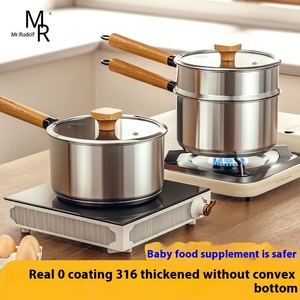 316 acier inoxydable petit pot pour bébé nourriture infantile <span class=keywords><strong>friture</strong></span> cuisson à la vapeur nouilles pour chauffer le lait métal non enduit - Product Image 2