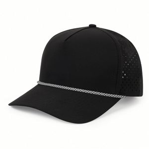 Wholesale Custom PVC Rubber Logo <b>Hat</b> Laser Cut Hole Perforated Dad <b>Hat</b> <b>Waterproof</b> Sport Baseball Cap With Rope - Product Image 4