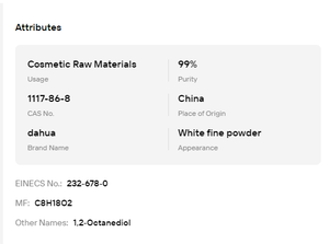 99% Caprilil Glicol 1,2-Octanodiol CAS 1117-86-8 Conservante Cosmético Crudo - Product Image 6