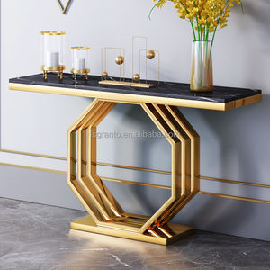 Nouveaux meubles d'entrée de salon Base en acier inoxydable doré <span class=keywords><strong>Table</strong></span> <span class=keywords><strong>console</strong></span> en marbre noir - Product Image 1