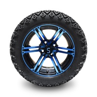 SRGCTW-402 14 "roue de chariot de golf et pneu bleu/noir brillant roue 14" jante 22*10-14 pneus tout-terrain