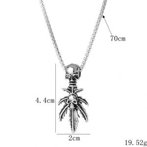 Collier Punk Hip Hop en Acier Inoxydable, Réglable, avec Pendentif Crâne et Feuille d'Érable, Bijou Punk pour Hommes et Femmes - Product Image 3