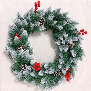 Christmas Red Pine Cone White Paint <b>Wreath</b> Christmas Holiday Decoration <b>Wreath</b> <b>Ring</b> Door Hanging Christmas Tree <b>Wreath</b> Rattan - Product Image 4