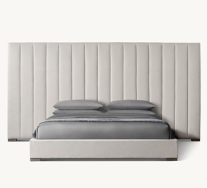 Juego de dormitorio americano moderno y sencillo Sassanid OEM, el más demandado, con plataforma extendida y canales verticales de tela. - Product Image 2
