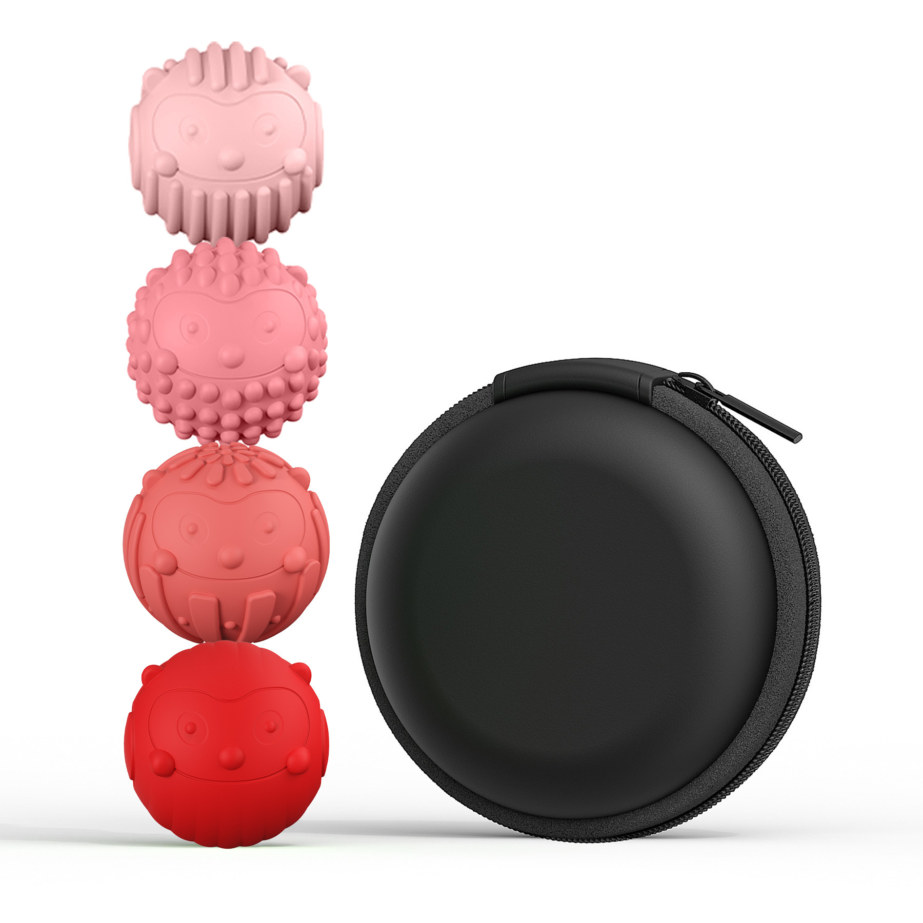 Boule magnétique hérisson-série rose-pack de 4