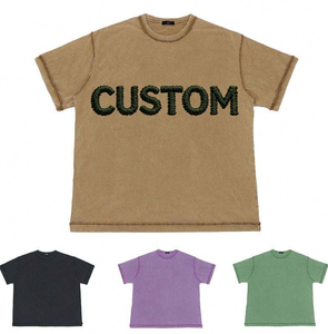Camiseta vintage para hombre, lavada con ácido, con logo personalizado, efecto desgastado, gruesa, 100% algodón, corte amplio - Product Image 4