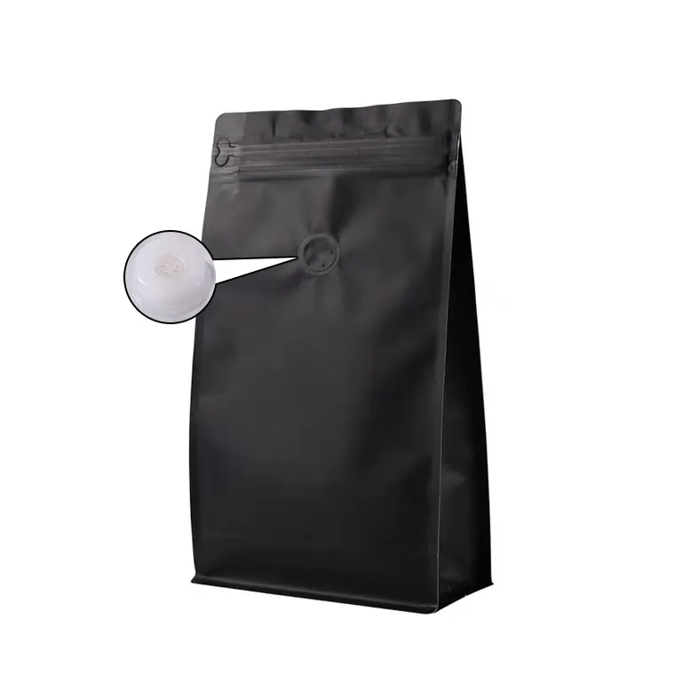 250g 500g 1kg Bolsa de fondo plano Bolsas de café de embalaje de granos impresas personalizadas vacías personalizadas