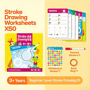 Libro di allenamento per il controllo della penna Montessori per bambini, carte educative per la scrittura, carte per tracciare, giocattoli per l'apprendimento cognitivo - Product Image 5