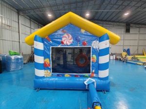 Lit de saut de bonbons <span class=keywords><strong>bleu</strong></span> Offre Spéciale enfants sautant château trampoline gonflable équipement de location de fête videur gonflable pour enfants - Product Image 6