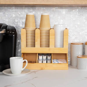 Portavasos y organizador de condimentos de bambú con 6 compartimentos para almacenamiento de café y té - Product Image 4