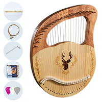 Factory Supply 24 String Mahogany Lyre Harp Mini Portable Lyre Soft Voice Kids Adult Gift OEM ODM Custom Musical Lyre Instrument